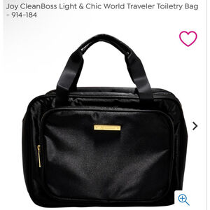 Joy Mangano CleanBoss Black Gold World Traveler Hanging Toiletry Bag